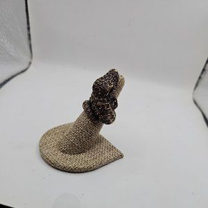 Ring Size 6.50 Alligator Shape Yellow  Rhinestones